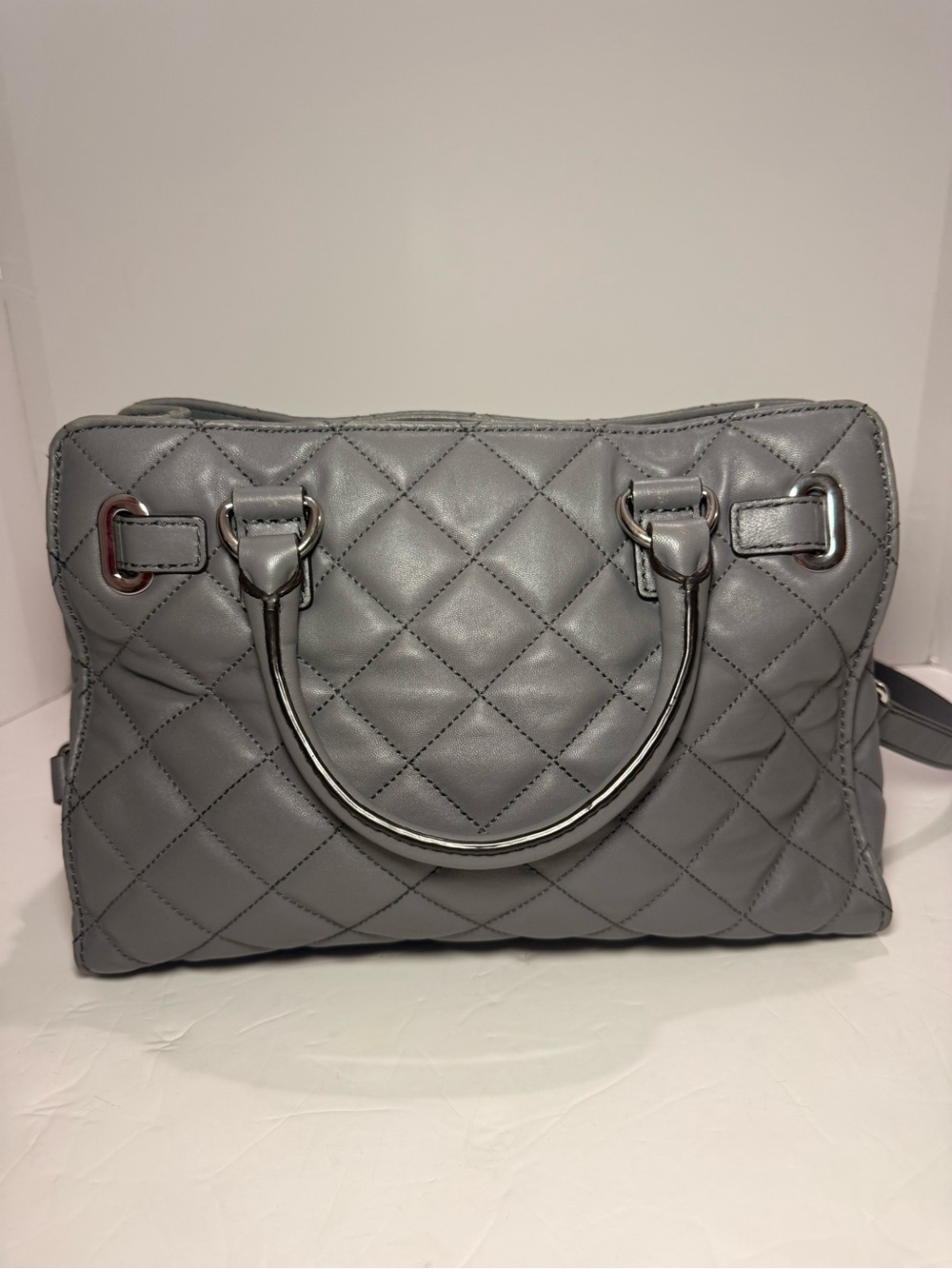 Michael Michael Kors Gray Quilted Leather Satchel Crossbody - Picture 14 of 14
